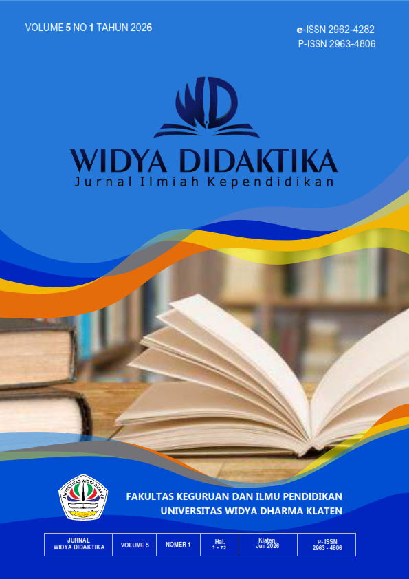 					View Vol. 5 No. 1 (2026): Widya Didaktika, Juli 2026
				